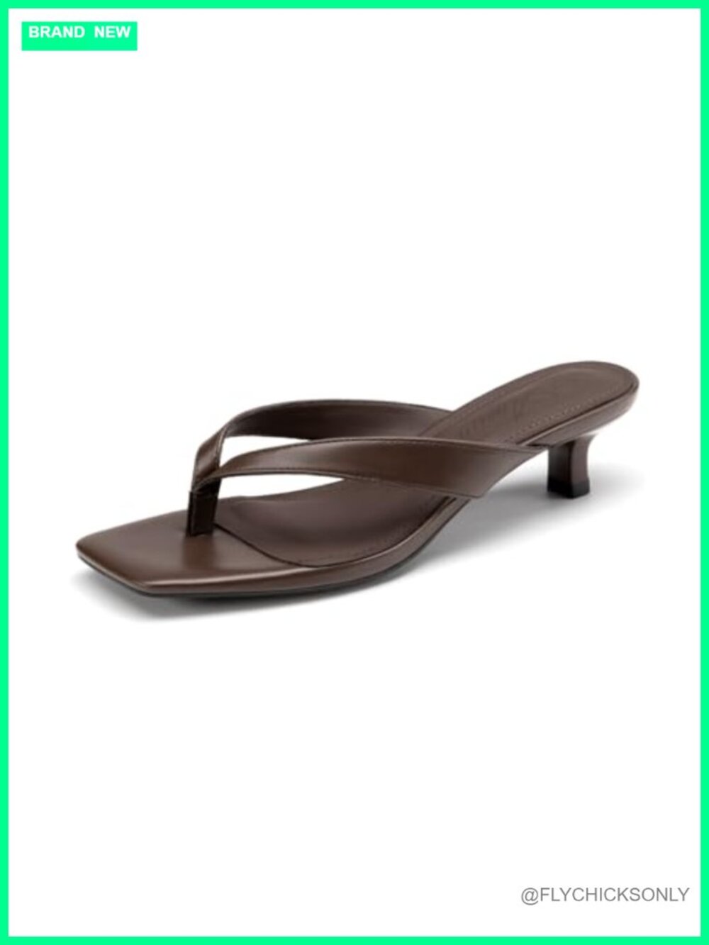 Kitten Heel Square Toe Slip On Thong Sandals Low Heels